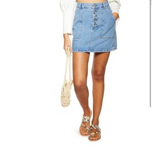 Topshop Denim Button Miniskirt